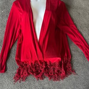 Elegant Red Fringe Women Sweater